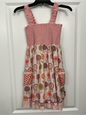 Matilda Jane Pink Smocked Bodice Floral Medallion Sundress